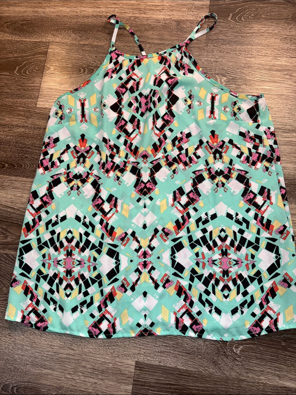 Renee C. Mint Geometric Print Spaghetti Strap Top